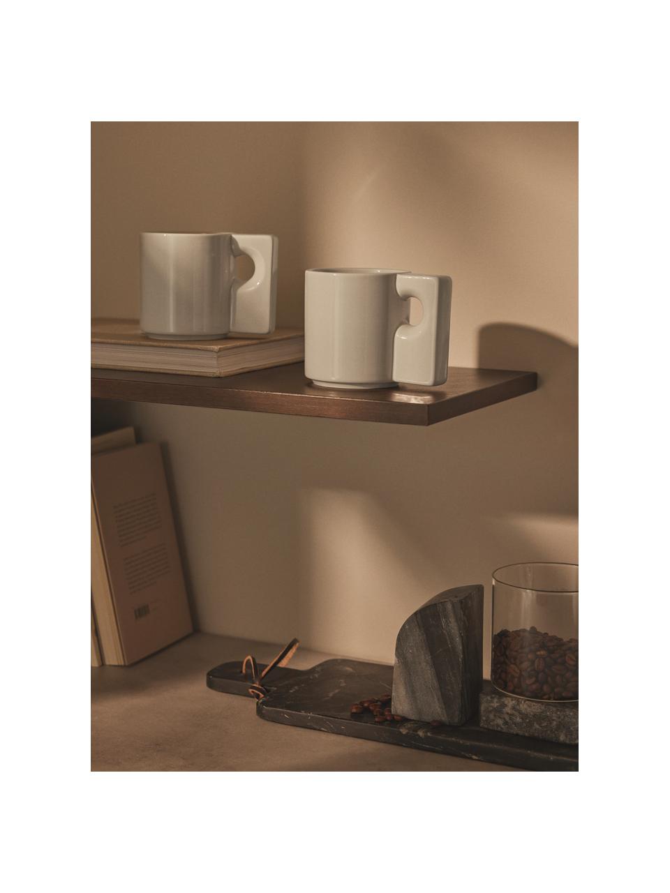 Tasses en porcelaine Aiko, 2 pièces, Porcelaine, Blanc cassé, Ø 9 x haut. 9 cm, 320 ml