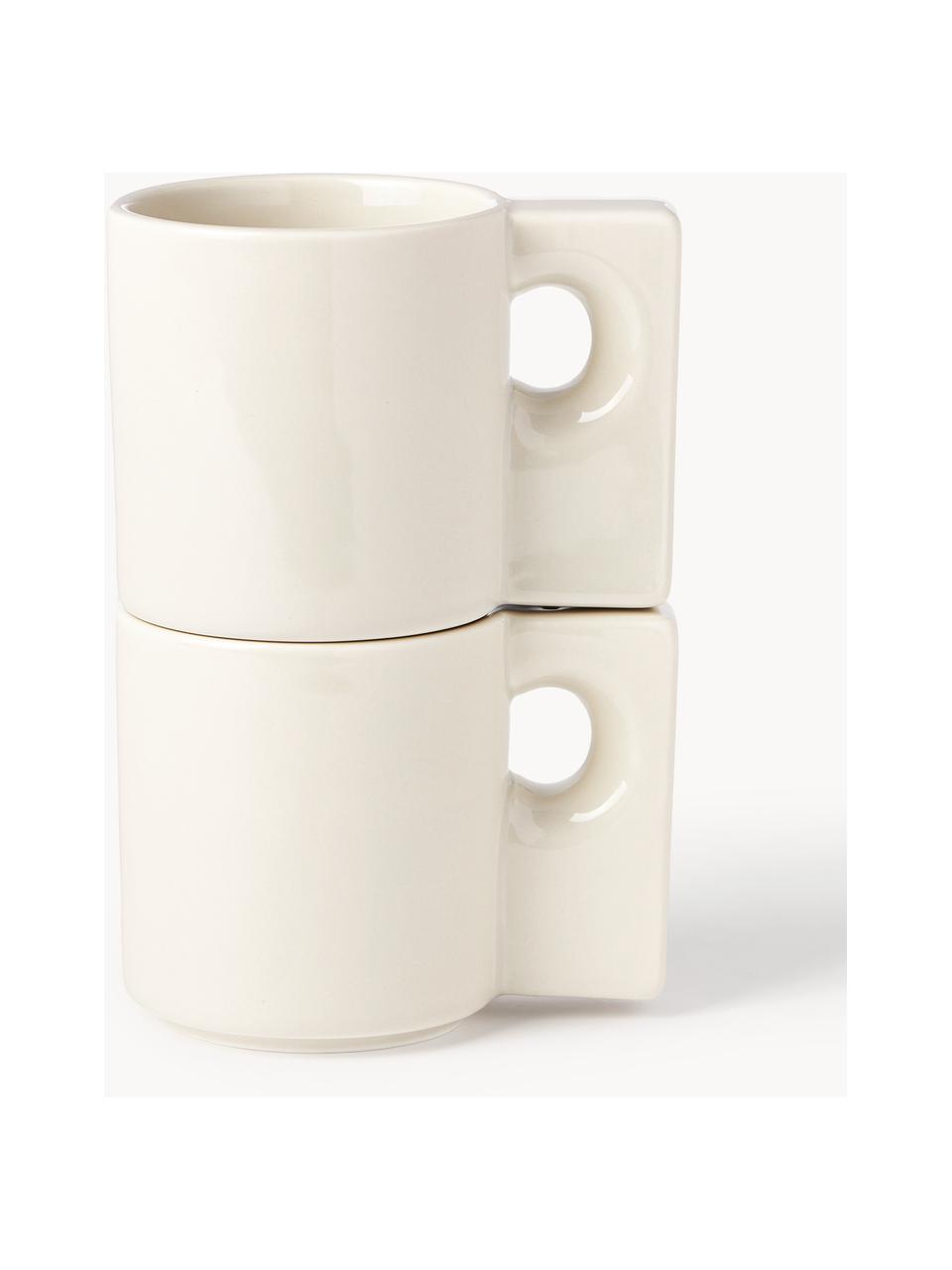 Tazas de porcelana Keira, 2 uds., Porcelana, Blanco Off White, Ø 9 x Al 9 cm, 320 ml