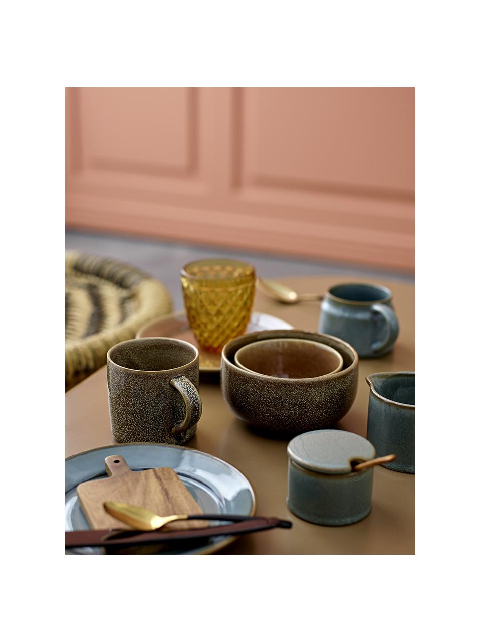 Keramische suikerpot Pixie met houten lepel, Pot: keramiek, Lepel: acaciahout, Groentinten, Ø 8 x H 6 cm