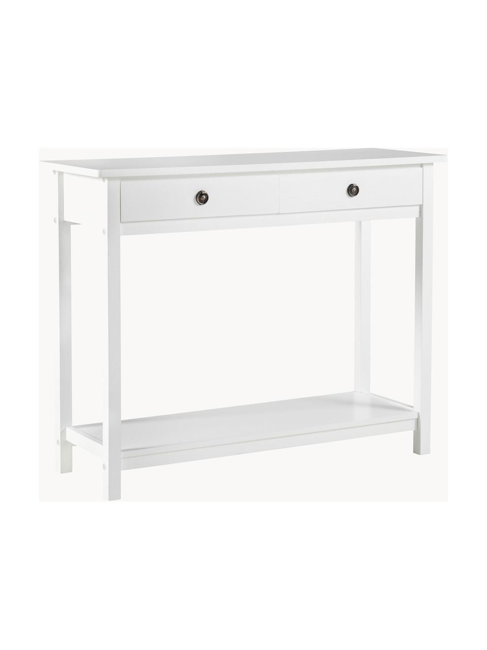 Konsola z drewna sosnowego Ditti, Stelaż: drewno sosnowe, Biały, S 104 x W 83 cm
