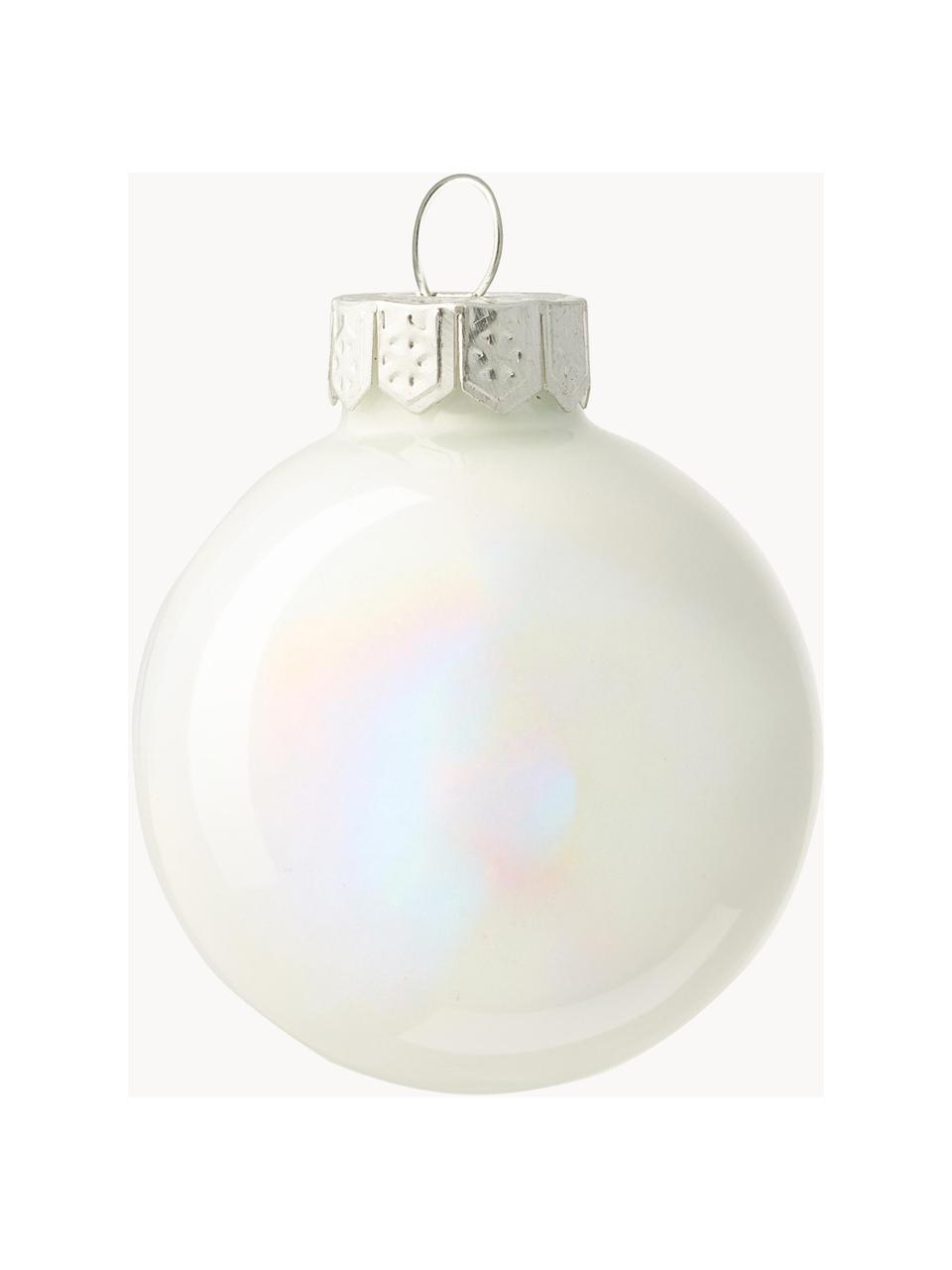 Boules de Noël Evergreen, 16 pièces, Blanc, irisé, Ø 4 x haut. 4 cm