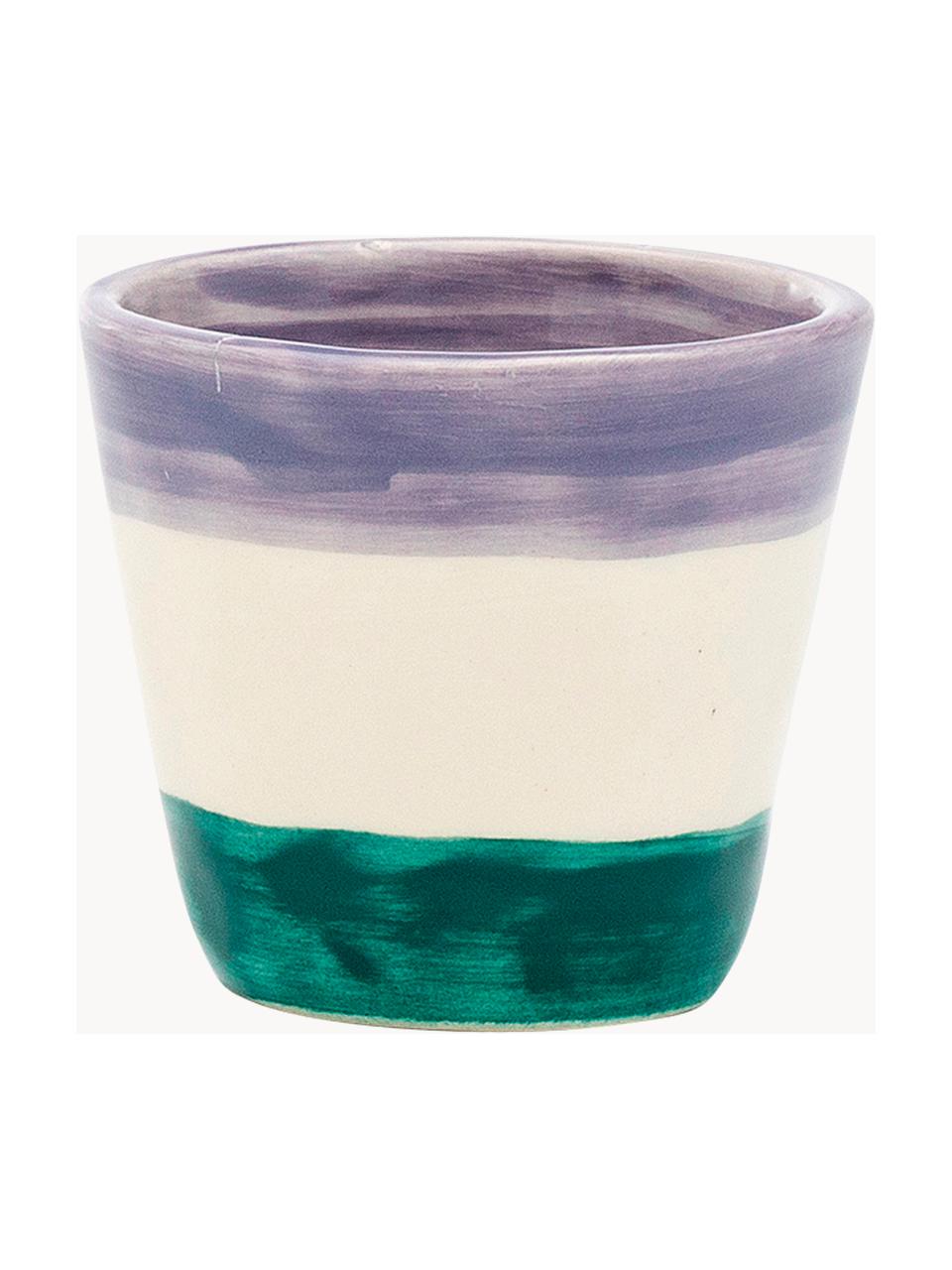 Ručne maľovaný hrnček na espresso Poison, 6 ks, Keramika, Lomená biela, koralovočervená, Ø 7 x V 6 cm, 80 ml