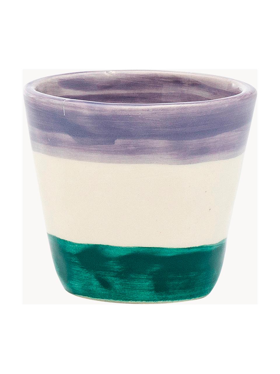 Tazas espresso artesanales Poison, 6 uds., Cerámica, Lavanda, Off White, negro, azul petróleo, Ø 7 x Al 6 cm, 80 ml