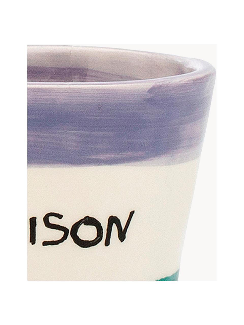 Handbemalte Espressobecher Poison, 6 Stück, Keramik, Lavendel, Off White, Schwarz, Petrol, Ø 7 x H 6 cm, 80 ml