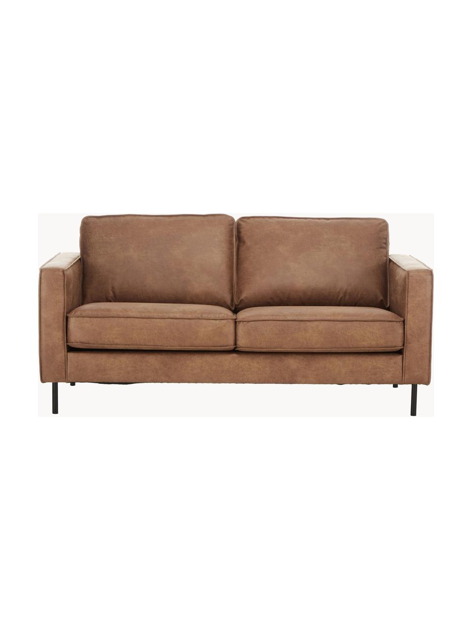 Sofa Hunter (2-Sitzer) aus recyceltem Leder, Bezug: Recyceltes Leder (70% Led, Gestell: Massives Kiefernholz, hoc, Füße: Metall, pulverbeschichtet, Leder Braun, B 164 cm x T 90 cm