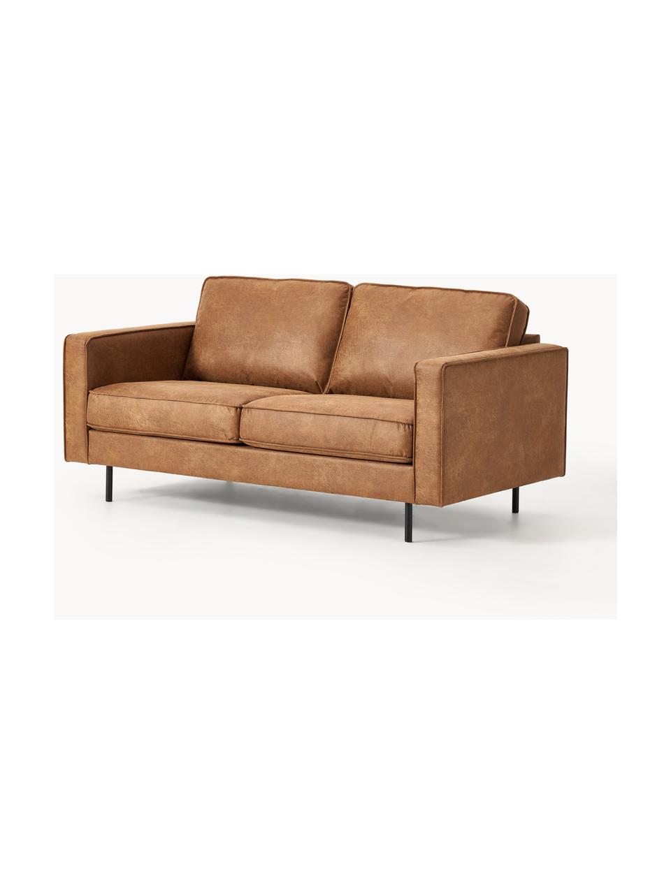 Sofa Hunter (2-Sitzer) aus recyceltem Leder, Bezug: Recyceltes Leder (70% Led, Gestell: Massives Kiefernholz, hoc, Füße: Metall, pulverbeschichtet, Leder Braun, B 164 cm x T 90 cm