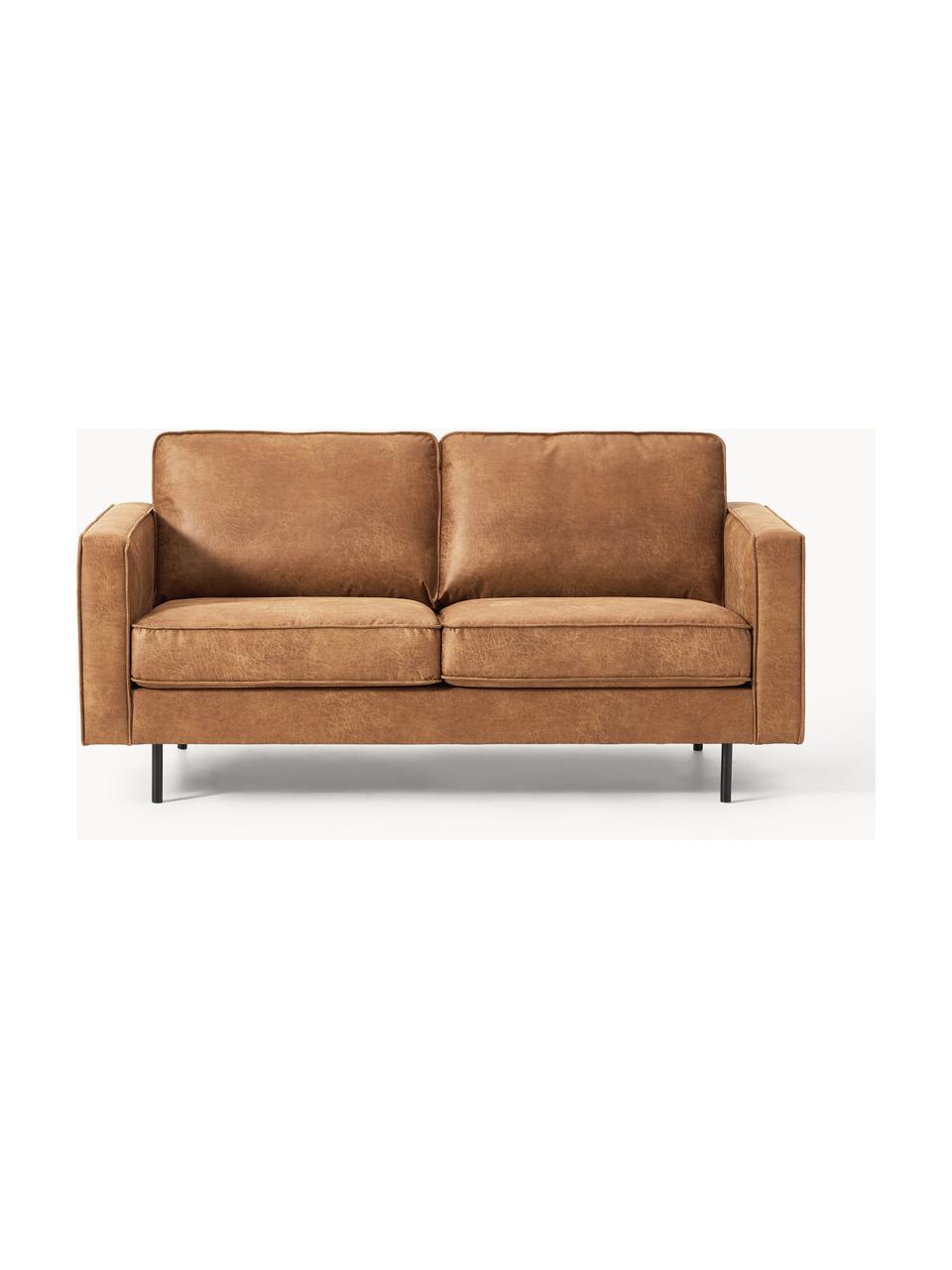 Sofa Hunter (2-Sitzer) aus recyceltem Leder, Bezug: Recyceltes Leder (70% Led, Gestell: Massives Kiefernholz, hoc, Füße: Metall, pulverbeschichtet, Leder Braun, B 164 cm x T 90 cm