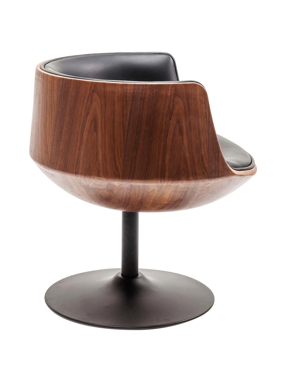 Silla giratoria Club, estilo retro, Tapizado: cuero sintético (100% tel, Asiento: fibra de vidrio, tablero , Marrón, negro, An 62 x F 61 cm