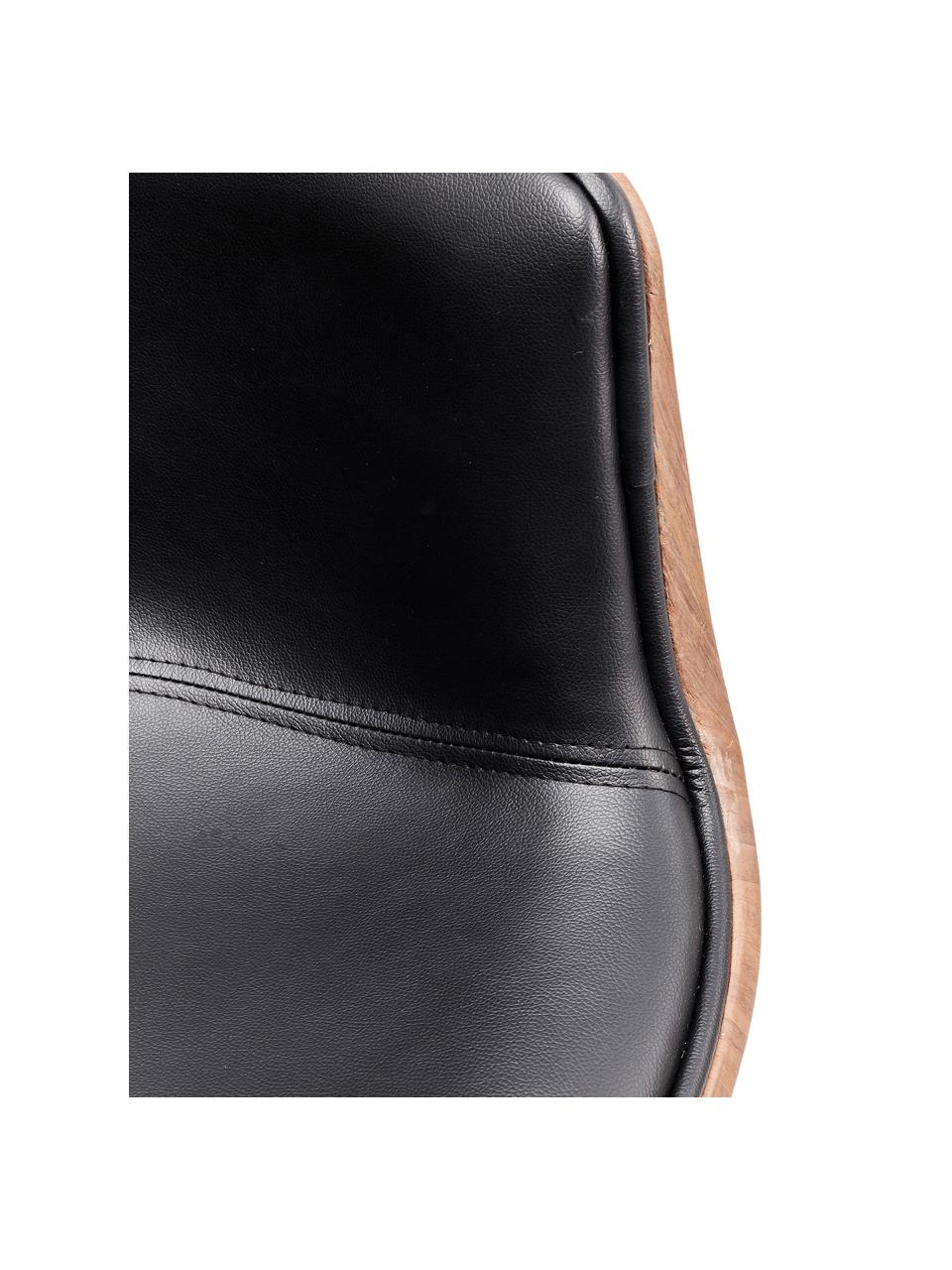 Drehstuhl Club im Retro-Design, Bezug: Kunstleder (100% Textil, , Korpus: Glasfaser, Walnuss mittel, Kunstleder Schwarz, B 62 x T 61 cm