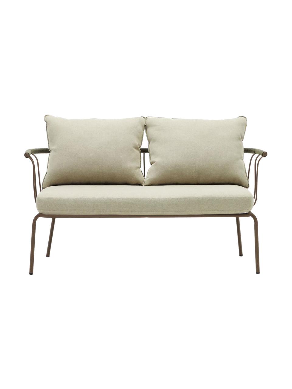 Tuin loungebank (2-zits) Jay, Bekleding: 100 % polyester, Frame: gepoedercoat metaal, Geweven stof beige, bruin, B 135 x D 70 cm