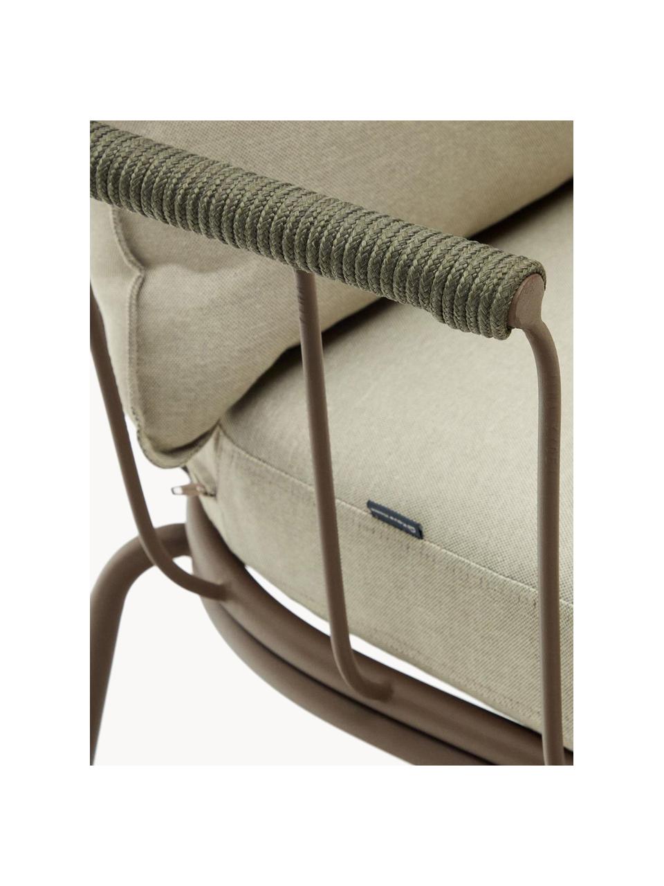 Garten-Loungesofa (2-Sitzer) Jay, Bezug: 100 % Polyester, Gestell: Metall, pulverbeschichtet, Armlehnen: Seil, Webstoff Hellbeige, Greige, B 135 x T 70 cm