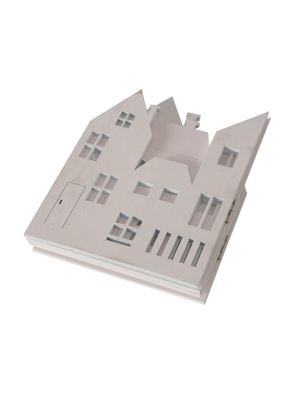 Set de figuras decorativaa Town, 2 uds., Madera, Gris, blanco, An 60 x Al 20 cm