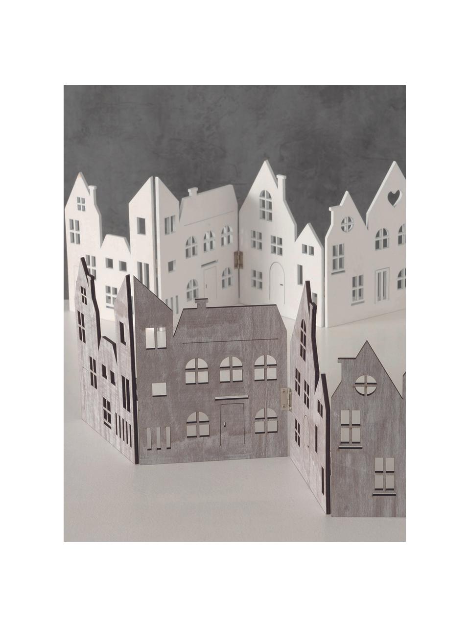 Decoratieve objectenset Town, 2-delig, Hout, Grijs, wit, B 60 x H 20 cm