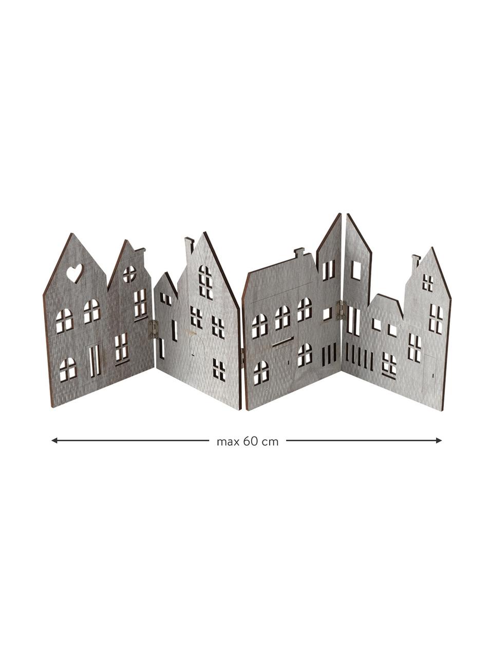 Decoratieve objectenset Town, 2-delig, Hout, Grijs, wit, B 60 x H 20 cm