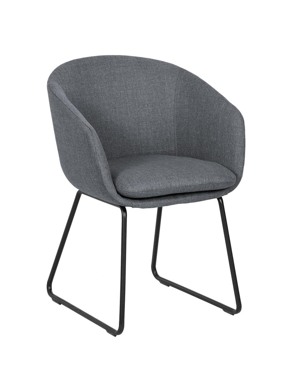 Čalouněná židle s područkami Juri, Tmavě šedá, Š 55 cm, H 57 cm