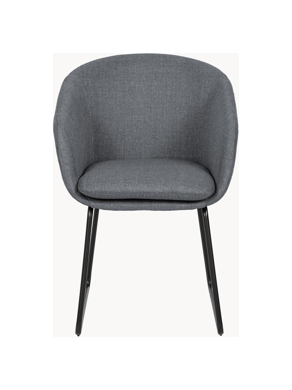 Gestoffeerde fauteuil Juri, Bekleding: polyester, Poten: gepoedercoat metaal, Geweven stof donkergrijs, B 58 x D 58 cm