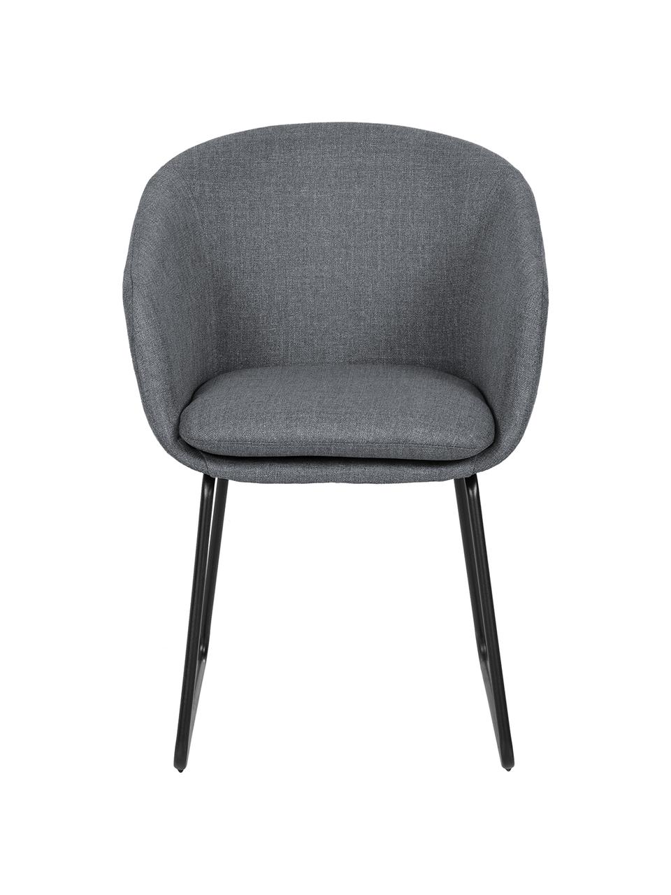 Chaise rembourrée à accoudoirs Juri, Tissu gris foncé, larg. 55 x prof. 57 cm