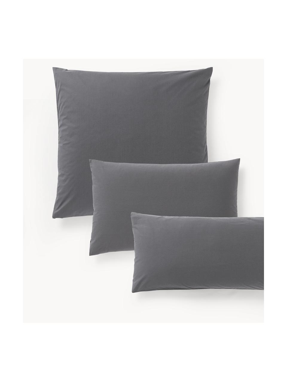 Funda de almohada de percal Elsie, Gris oscuro, An 45 x L 110 cm