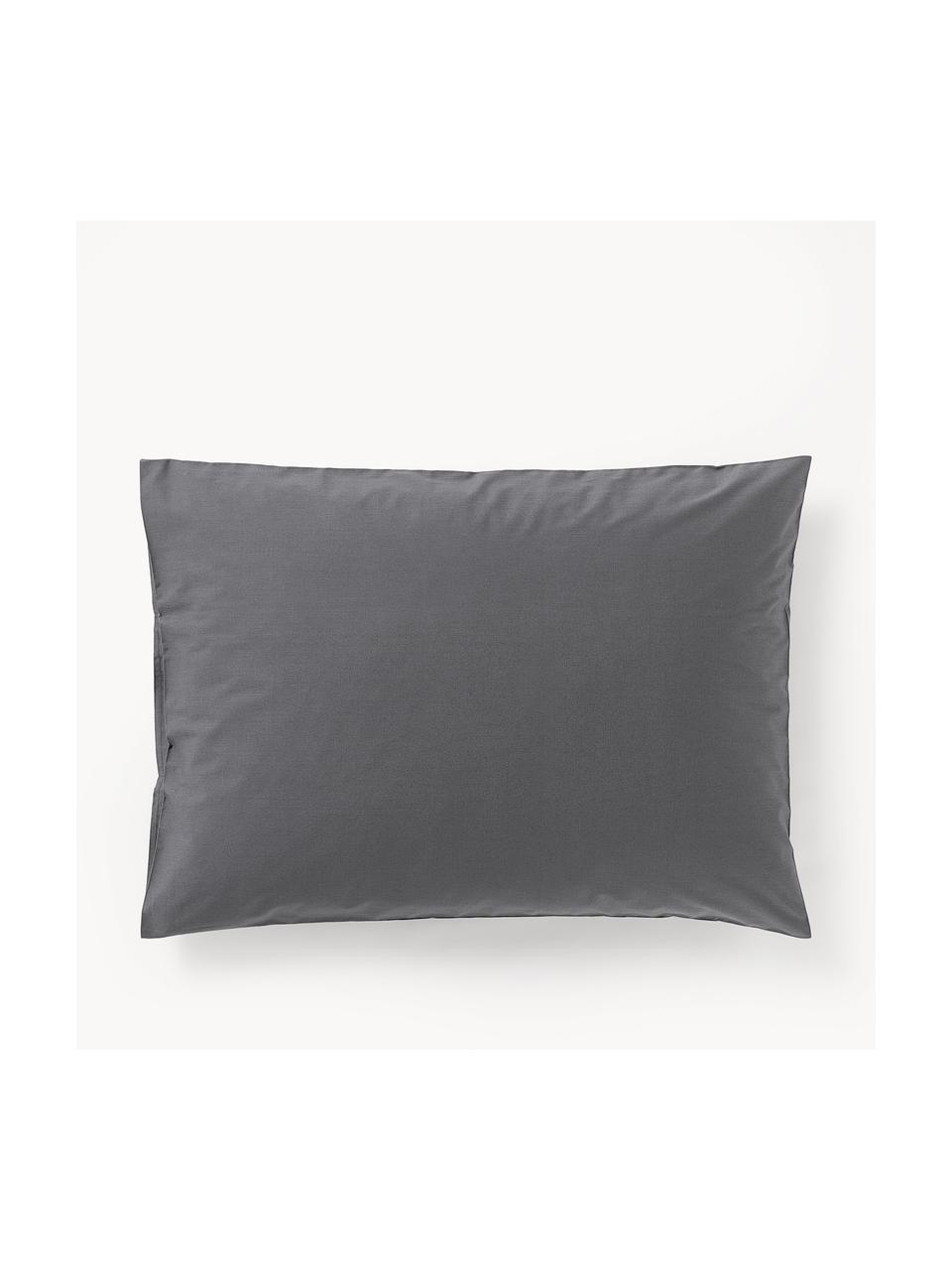 Funda de almohada de percal Elsie, Gris oscuro, An 45 x L 110 cm