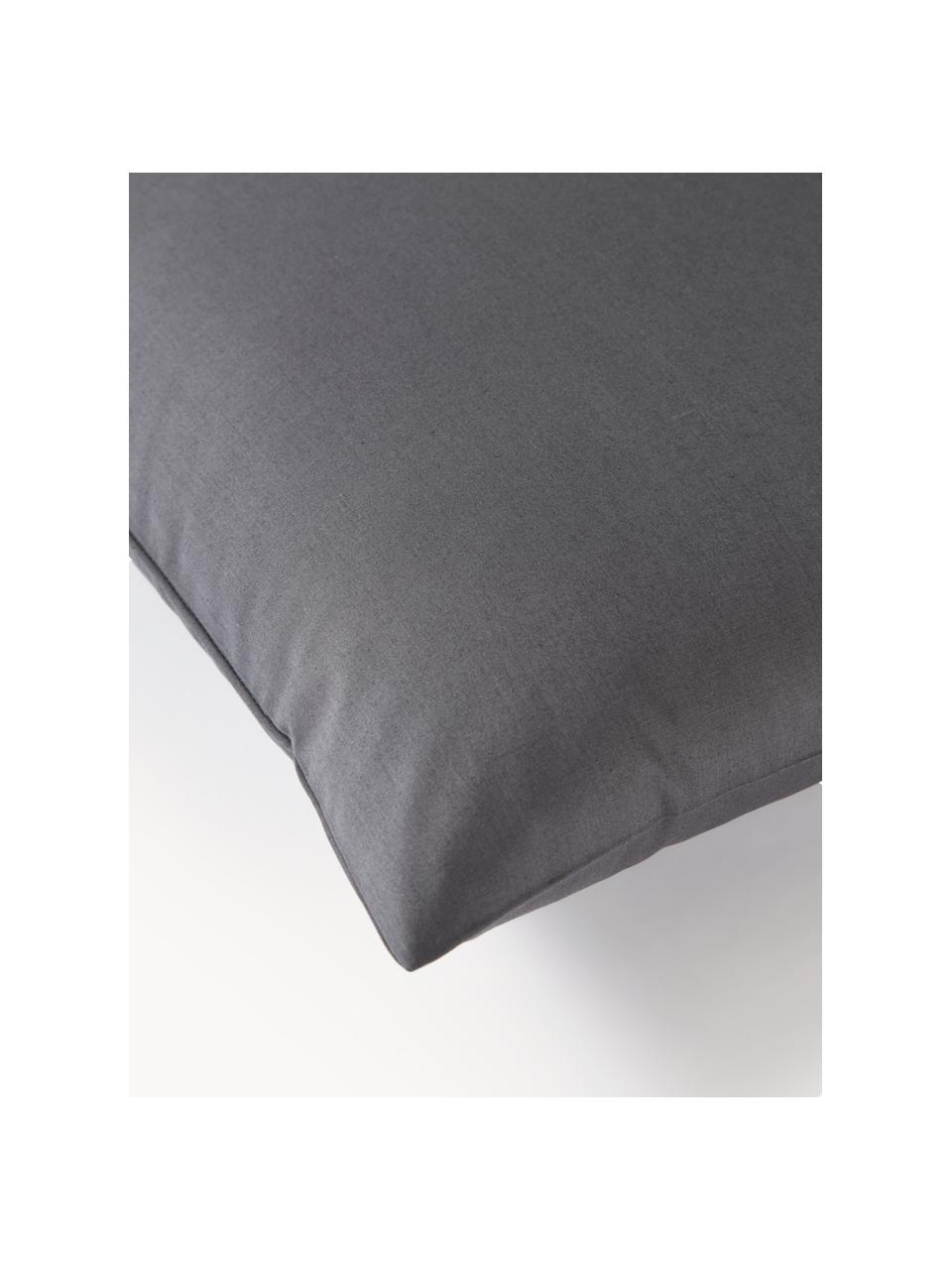 Taie d'oreiller en percale de coton Elsie, Gris foncé, larg. 50 x long. 70 cm