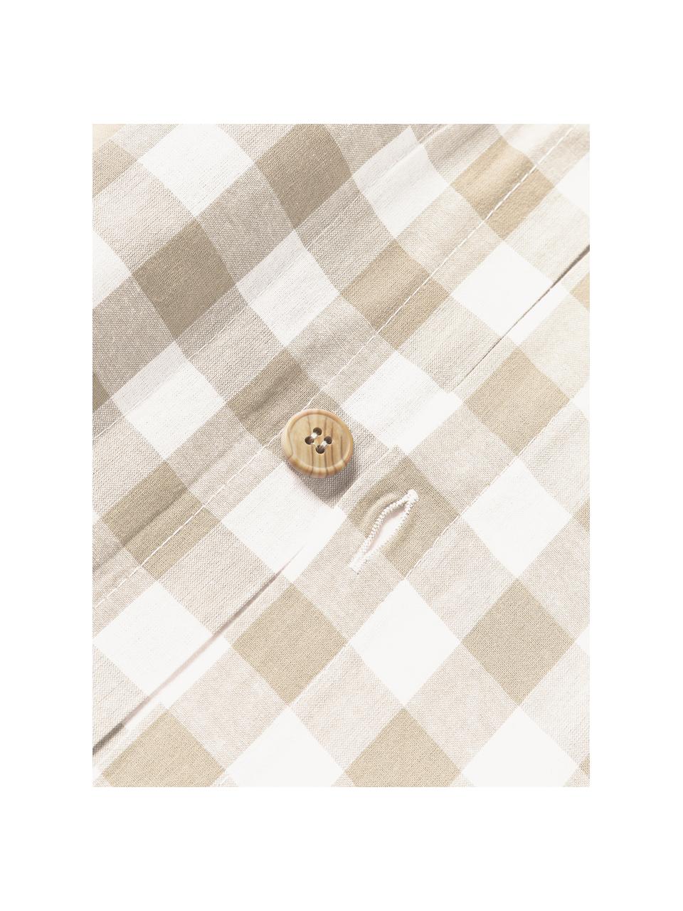 Housse de couette en coton à carreaux Nels, Tons beiges, blanc, larg. 200 x long. 200 cm