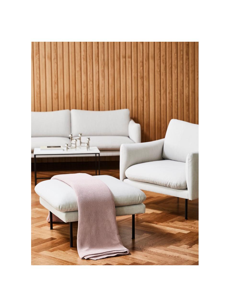 Voetenbank Moby met metalen poten, Bekleding: polyester Met 100.000 sch, Frame: massief grenenhout, FSC-g, Poten: gepoedercoat metaal, Geweven stof beige, B 78 x H 48 cm