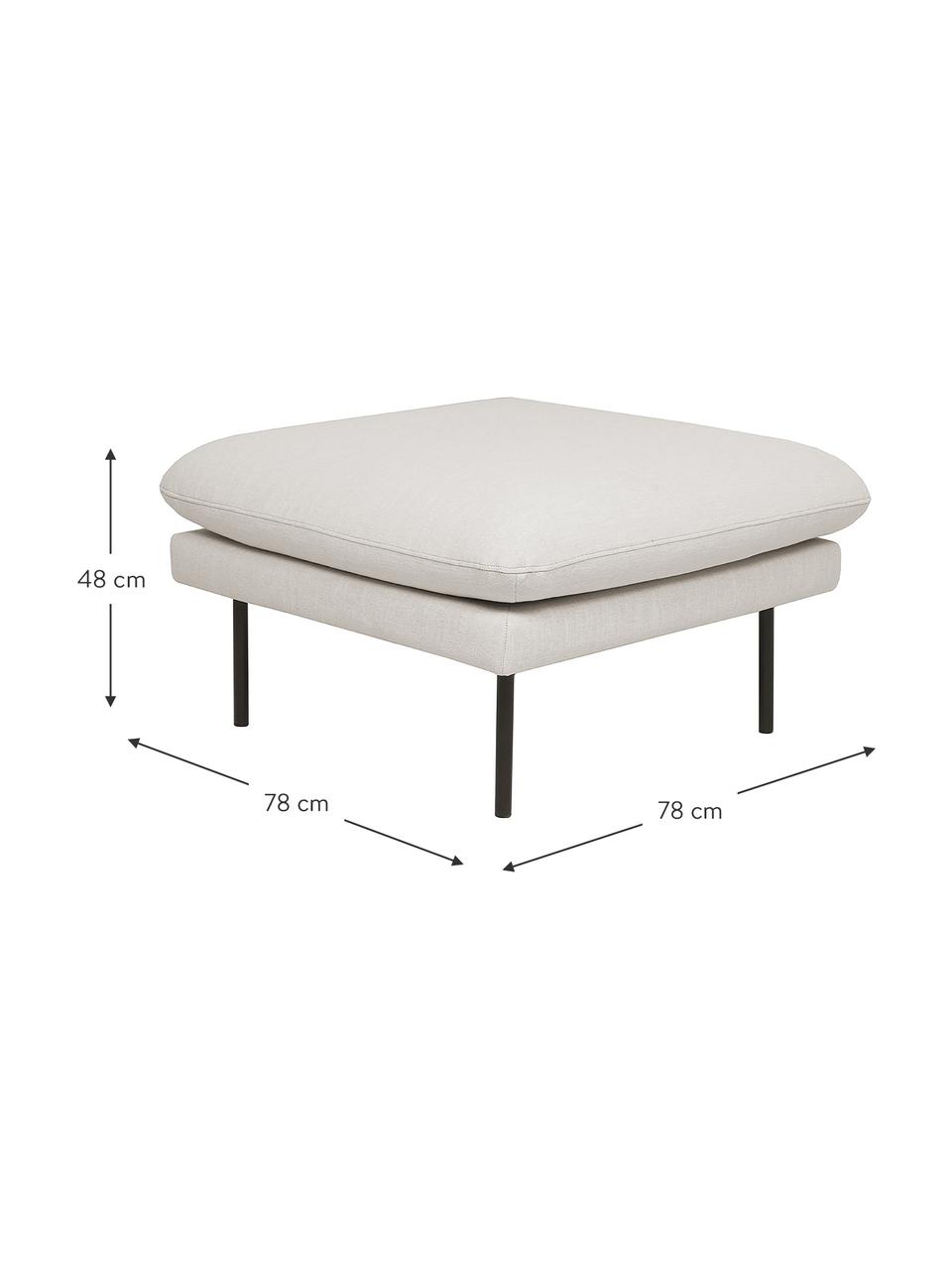 Poggiapiedi da divano con piedini in metallo Moby, Rivestimento: poliestere Con 60.000 cic, Struttura: legno di pino massiccio, , Piedini: metallo verniciato a polv, Tessuto beige, Larg. 78 x Alt. 48 cm