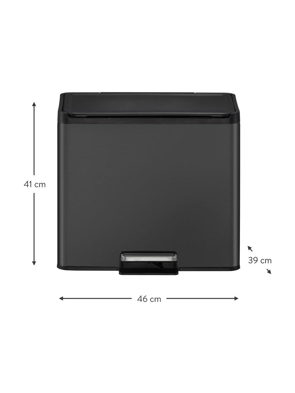 Abfalleimer Essential mit Pedal-Funktion, 20 L + 9 L, Behälter: Edelstahl, beschichtet, Deckel: Kunststoff, Schwarz, B 46 x H 41 cm, 20 L + 9 L