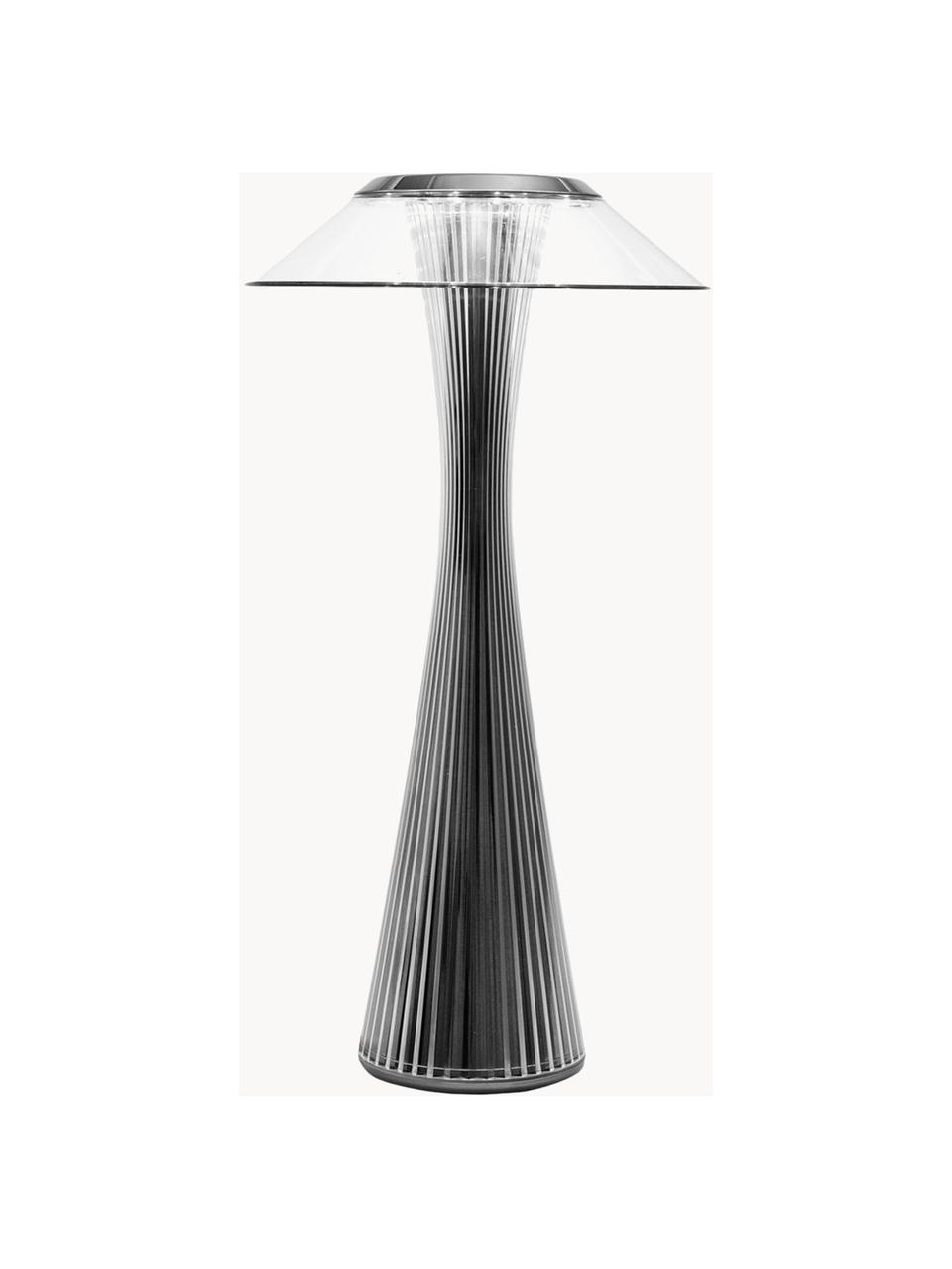 Lámpara de mesa pequeña LED Space, portátil, Plástico, Negro metálico, Ø 15 x Al 30 cm