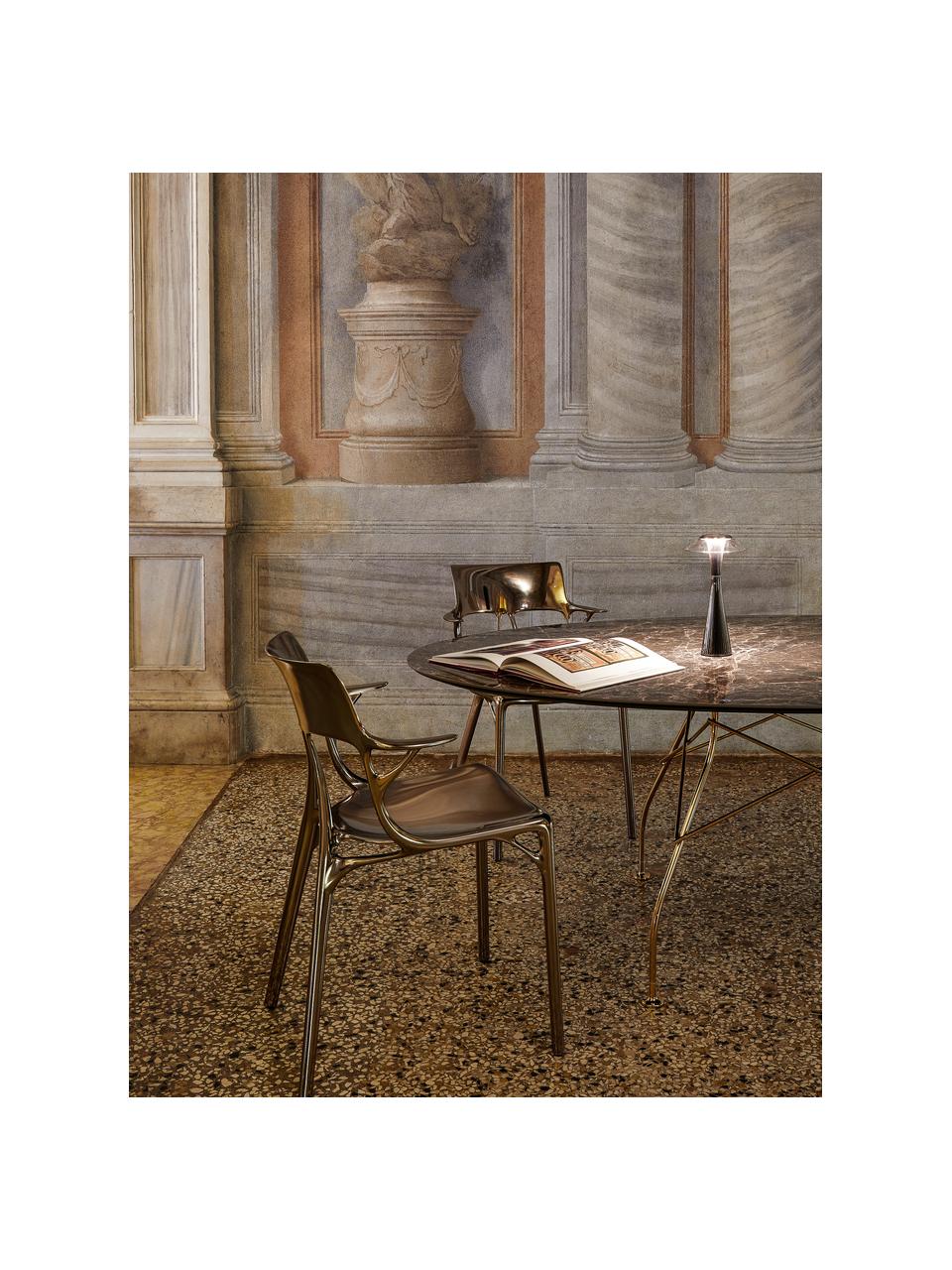 Lámpara de mesa pequeña LED Space, portátil, Plástico, Negro metálico, Ø 15 x Al 30 cm