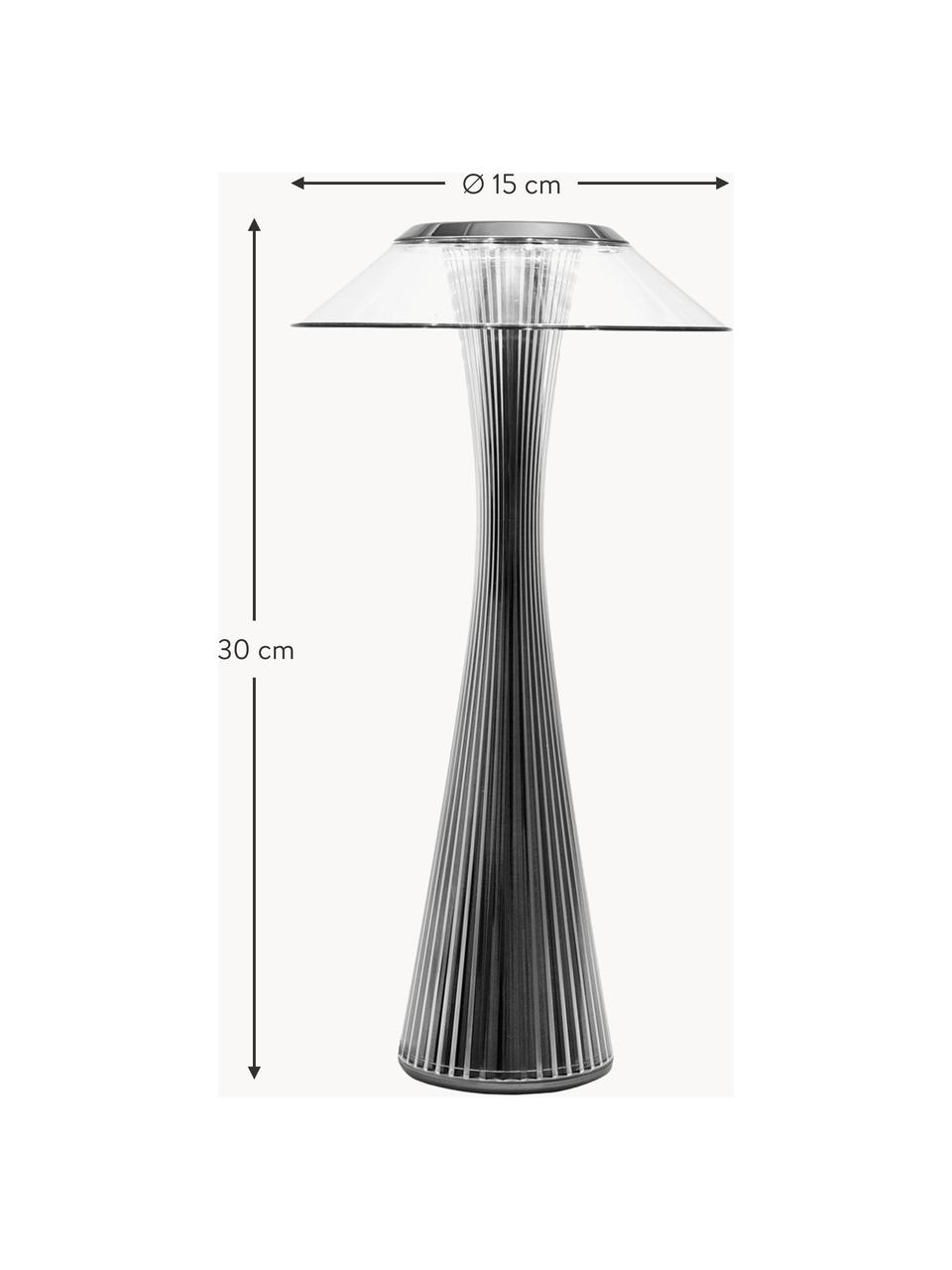 Lámpara de mesa pequeña LED Space, portátil, Plástico, Negro metálico, Ø 15 x Al 30 cm