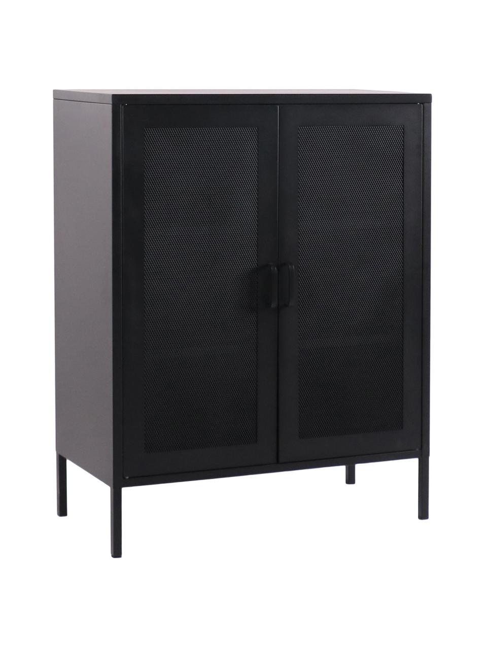 Highboard Melbourne aus Metall in Schwarz, Metall, beschichtet, Schwarz, 80 x 120 cm