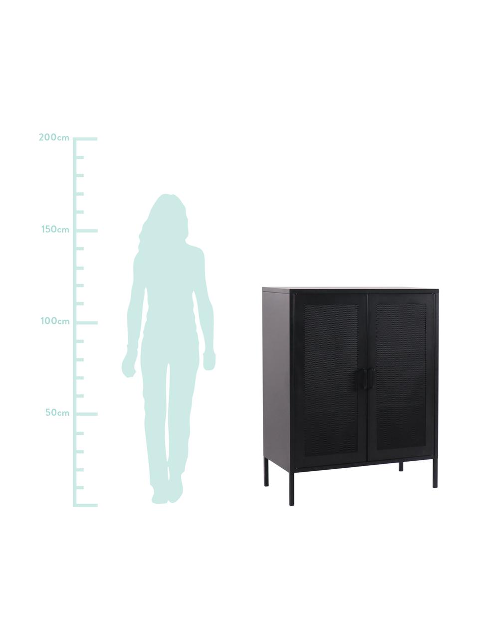 Highboard Melbourne aus Metall in Schwarz, Metall, beschichtet, Schwarz, 80 x 120 cm