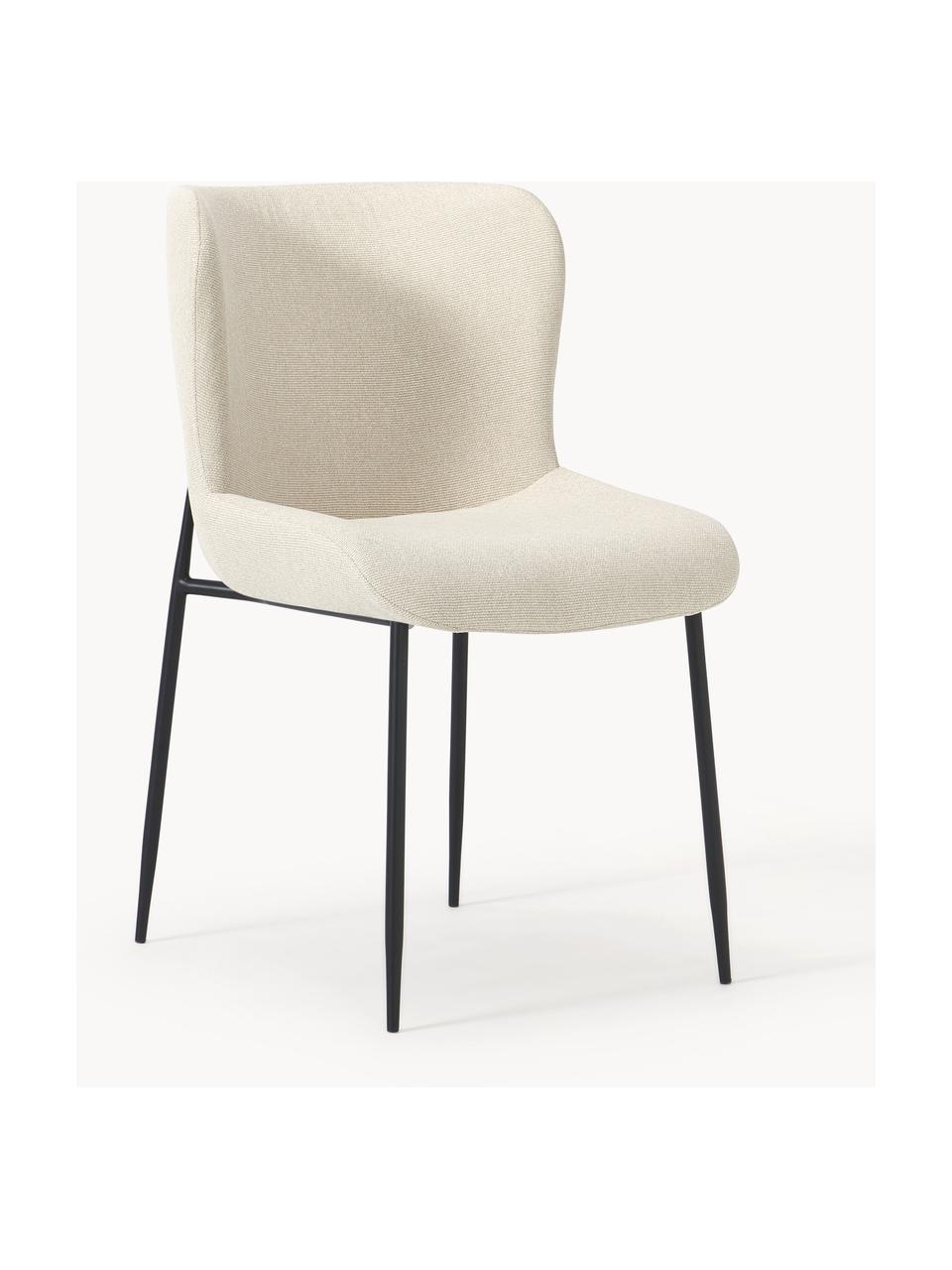 Gestoffeerde stoel Tess, Bekleding: 100% polyester Met 35.000, Poten: gepoedercoat metaal, Frame: multiplex, Geweven stof gebroken wit, zwart, B 49 x D 64 cm
