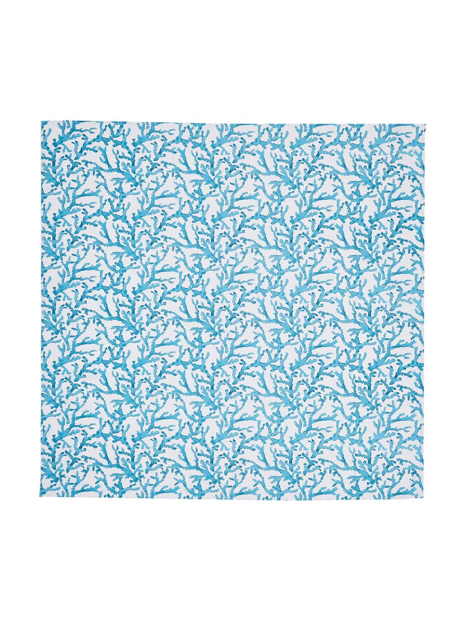 Baumwoll-Tischdecke Estran mit Korallenprint, Baumwolle, Blau, Weiss, Für 4 - 6 Personen (B 160 x L 160 cm)