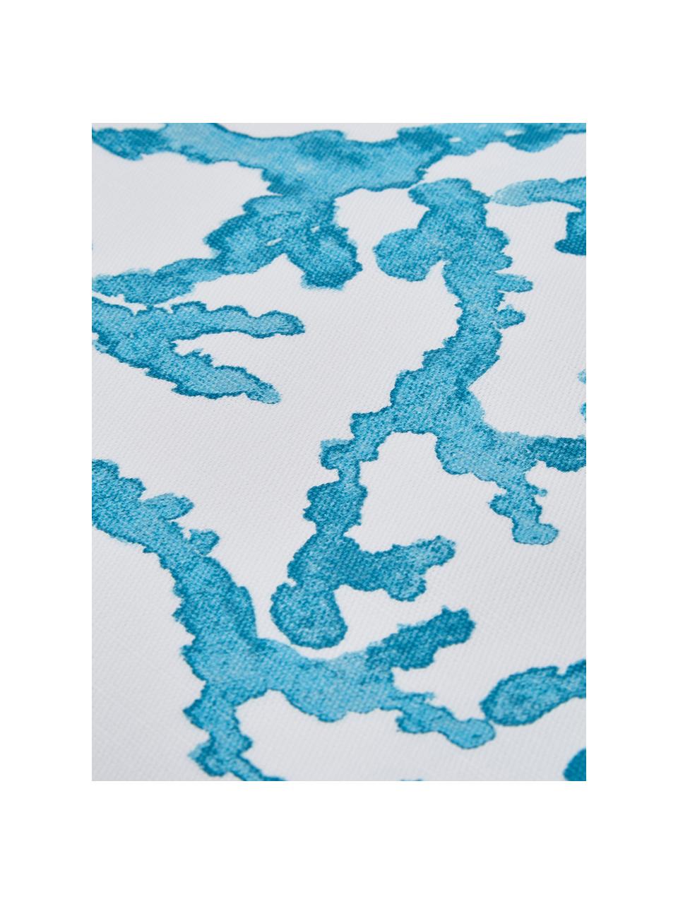 Tovaglia in cotone con stampa corallo Estran, Cotone, Blu, bianco, Per 4-6 persone (Larg.160 x Lung. 160 cm)