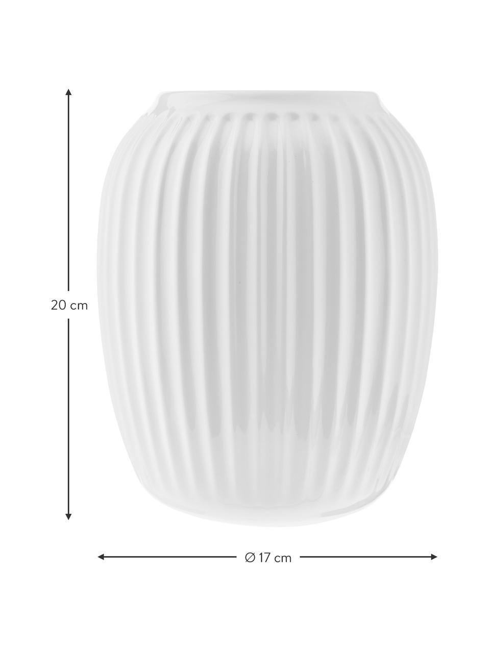 Handgemaakte porseleinen vaas Hammershoi in wit, Porselein, Wit, Ø 17 x H 20 cm