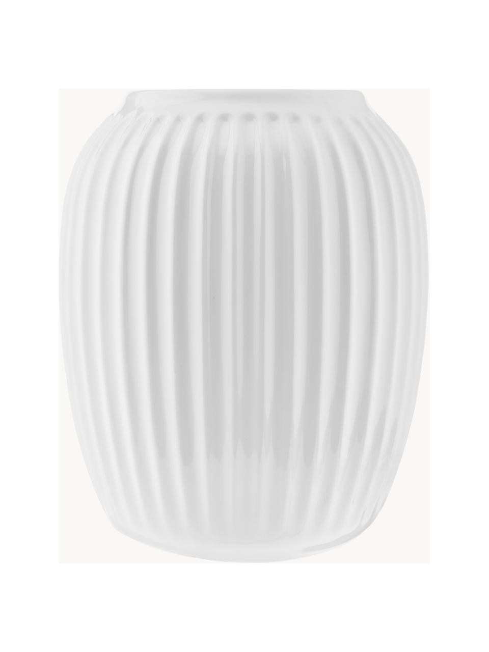 Handgefertigte Porzellan-Vase Hammershøi, H 20 cm, Porzellan, Weiss, Ø 17 x H 20 cm