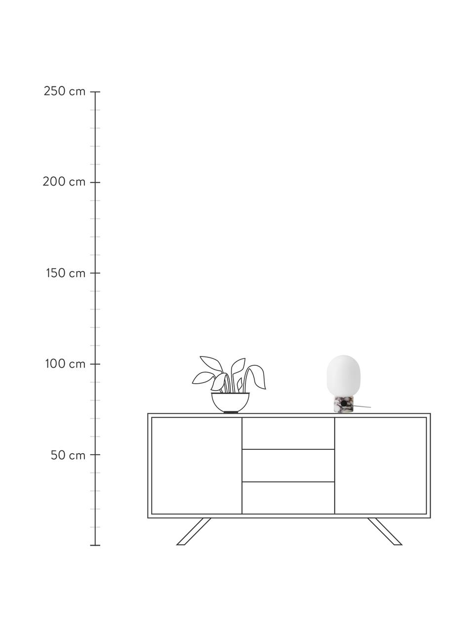 Dimmbare Tischlampe JWDA mit USB-Anschluss, Lampenschirm: Glas, Lampenfuß: Marmor, Grau, marmoriert, Ø 19 x H 32 cm