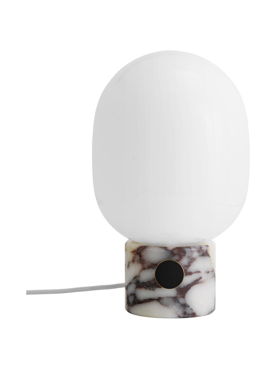 Dimmbare Tischlampe JWDA mit USB-Anschluss, Lampenschirm: Glas, Lampenfuß: Marmor, Grau, marmoriert, Ø 19 x H 32 cm