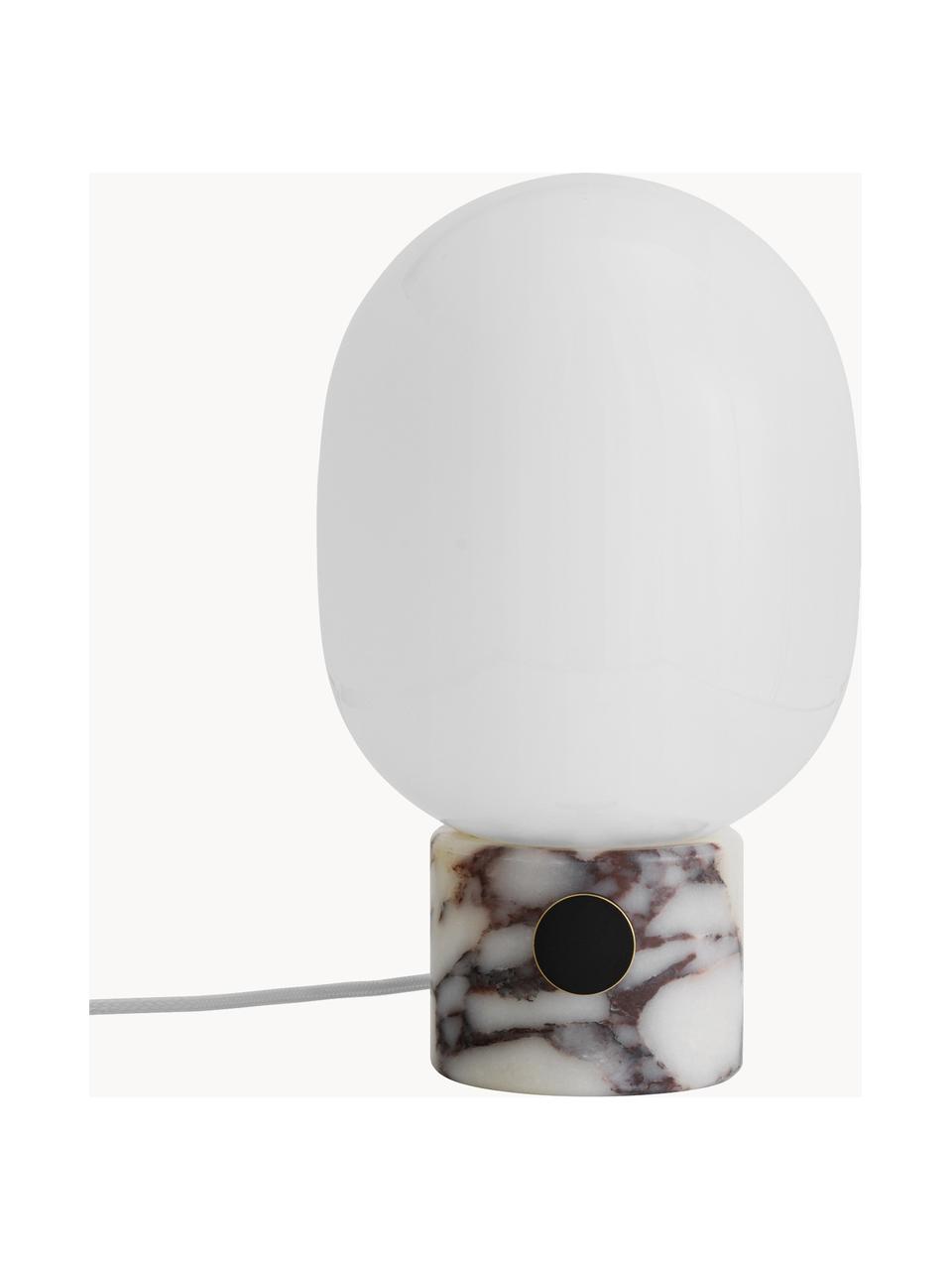 Lámpara de mesa regulable JWDA, con puerto USB, Pantalla: vidrio, Cable: cubierto en tela, Mármol gris, Ø 19 x Al 32 cm