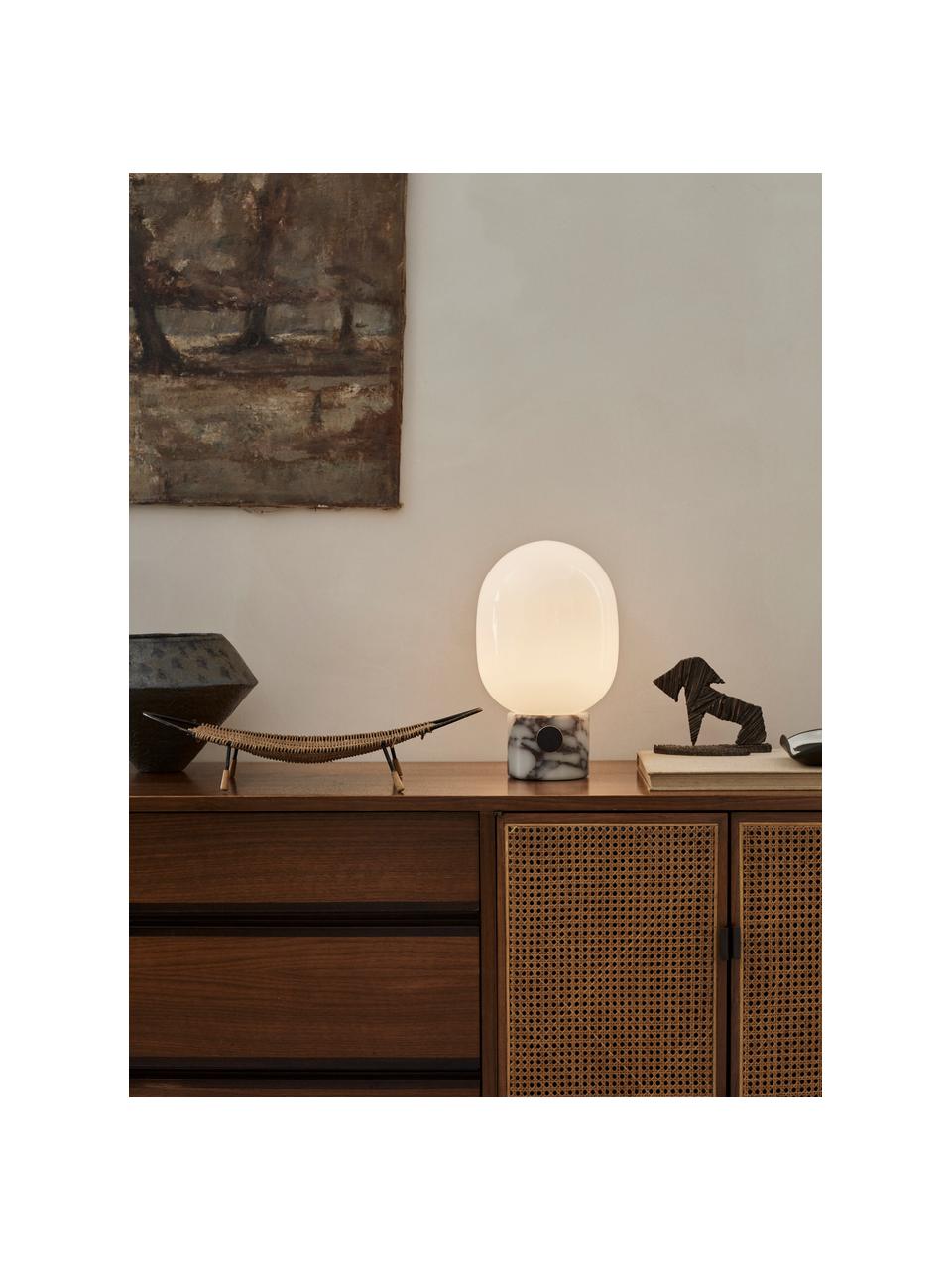 Lampada da tavolo luce regolabile con porta USB  JWDA, Paralume: vetro, Bianco, grigio marmorizzato, Ø 19 x Alt. 32 cm
