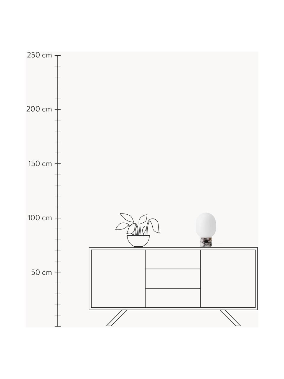 Dimbare tafellamp JWDA met USB-aansluiting, Lampenkap: glas, Lampvoet: marmer, Grijs, gemarmerd, Ø 19 x H 32 cm