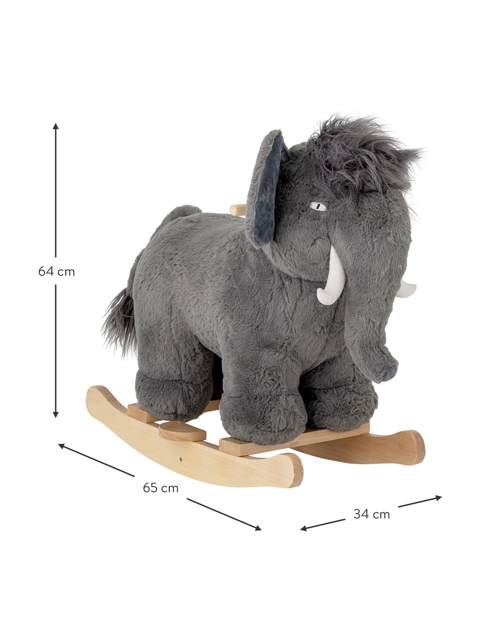 Schaukeltier Mammoth, Bezug: Polyester, Gestell: Pappelholz, Grau, B 34 x H 64 cm