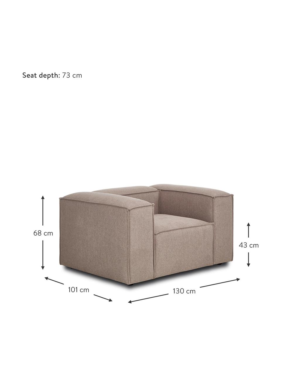 Fauteuil Lennon, Tissu brun, larg. 130 x prof. 101 cm