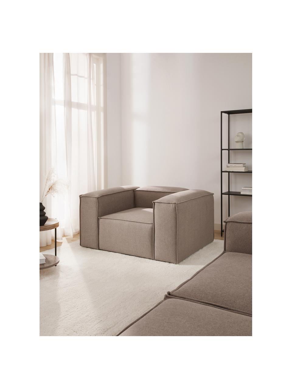 Sessel Lennon, Bezug: 100 % Polyester Der strap, Gestell: Massives Kiefernholz FSC-, Beine: Kunststoff, Webstoff Taupe, B 130 x T 101 cm