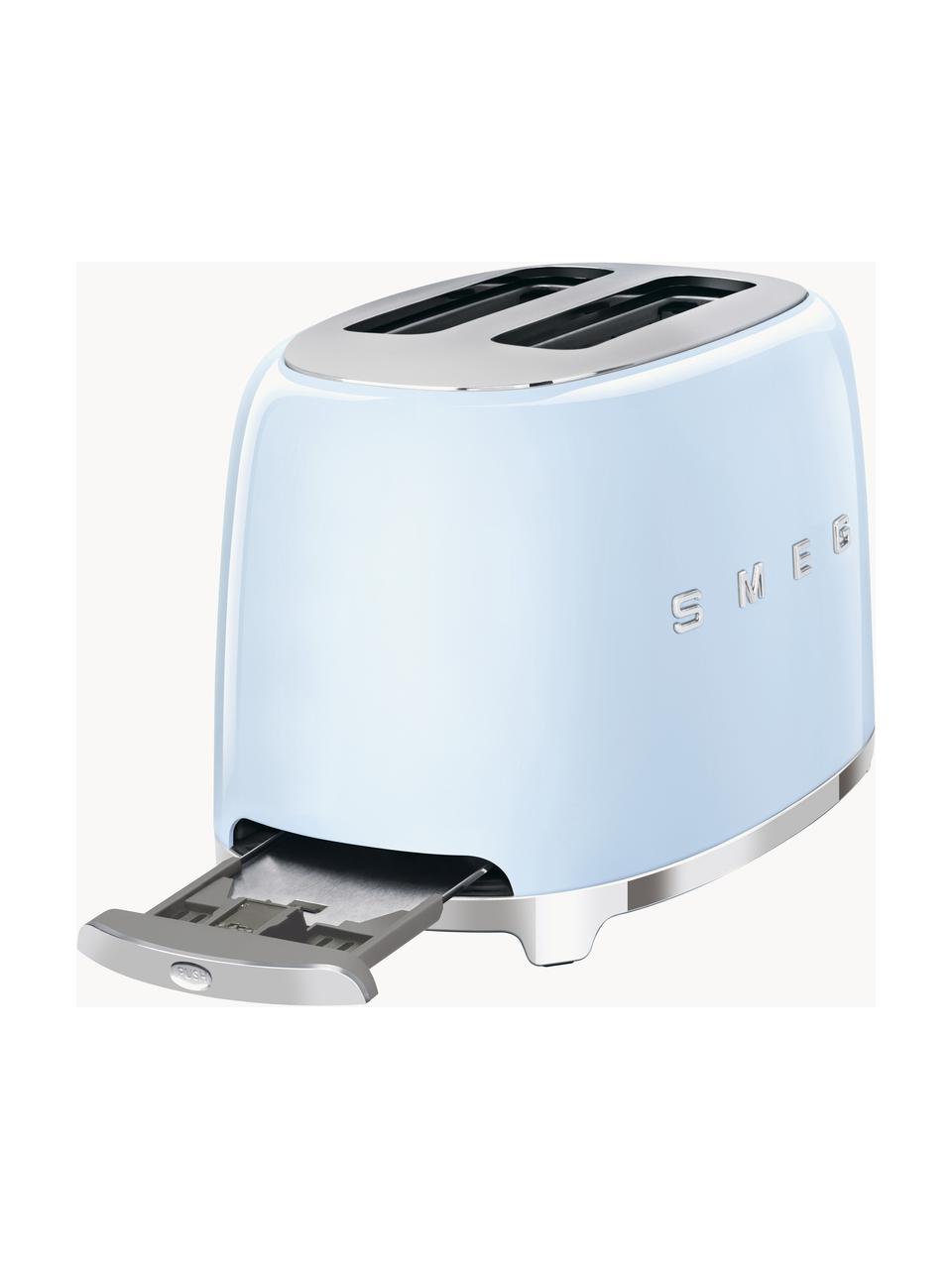 Kompakt Toaster 50's Style, Edelstahl, lackiert, Hellblau, glänzend, B 31 x T 20 cm