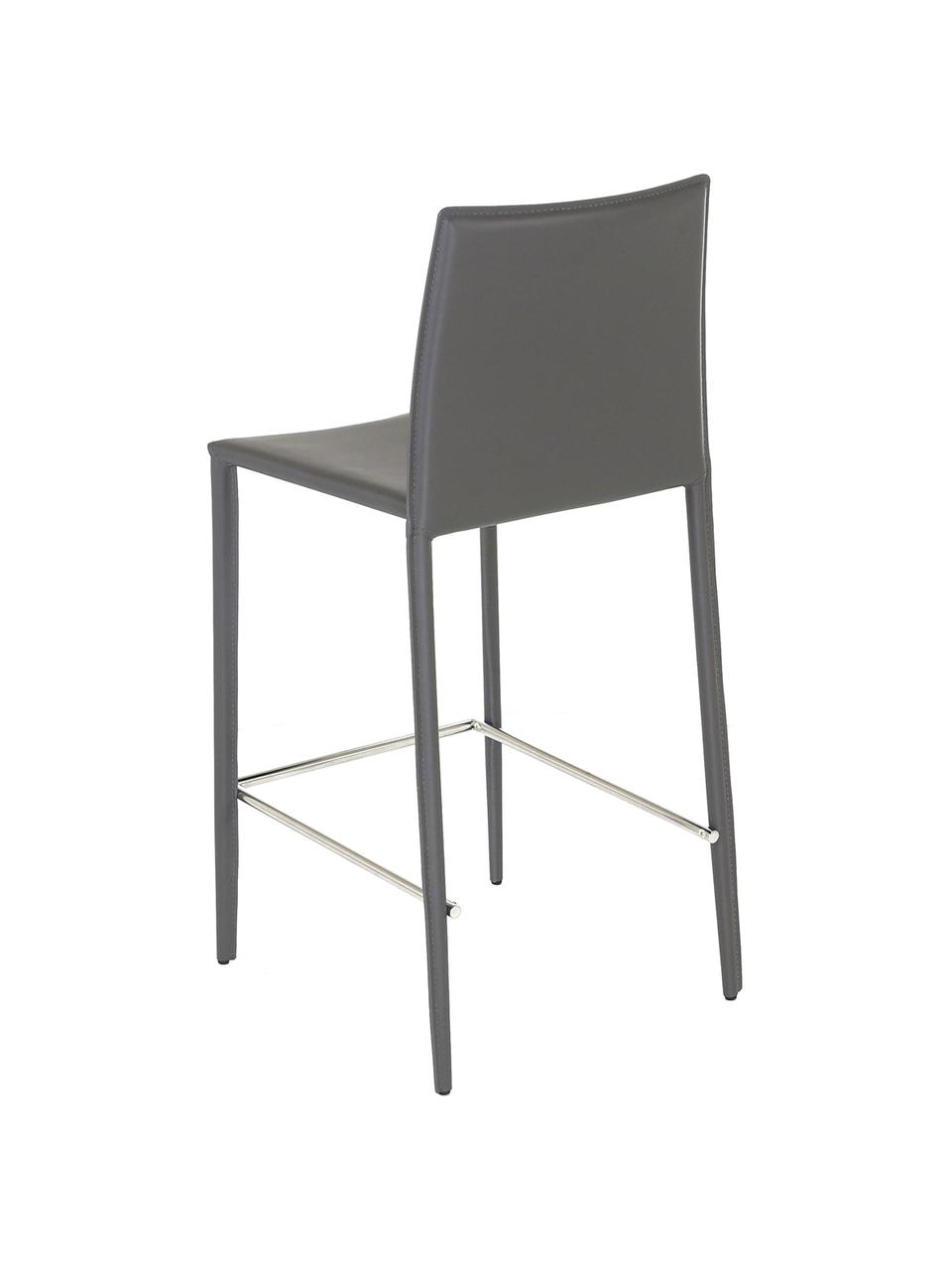Barová židle z kůže Boréalys, 2 ks, Šedá, Š 44 cm, V 98 cm