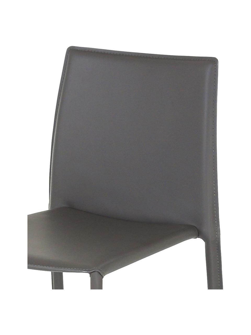 Chaises de comptoir en cuir Boréalys, 2 pièces, Cuir gris, larg. 44 x haut. 98 cm