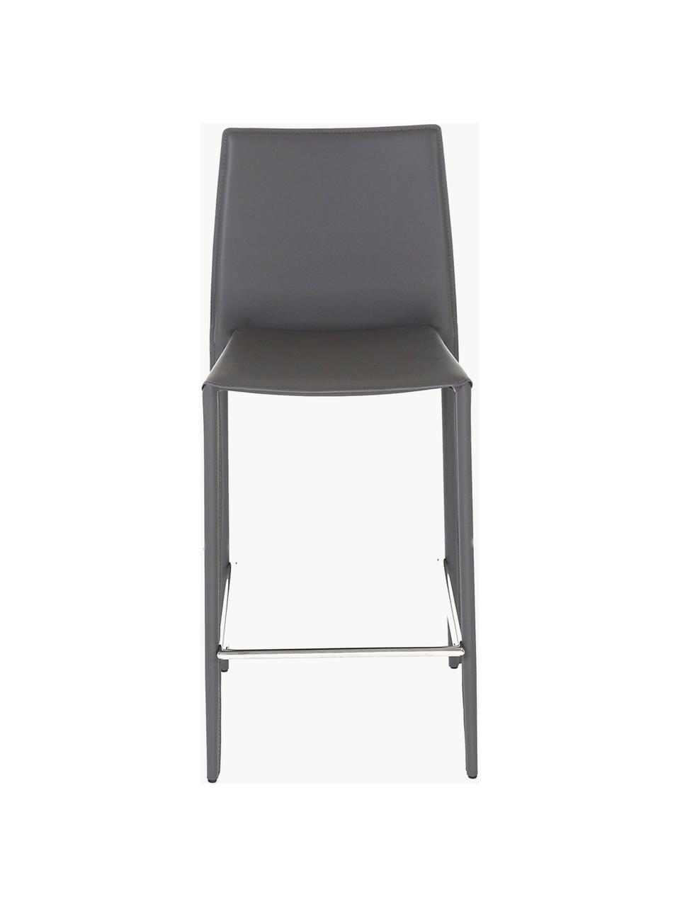 Chaises de comptoir en cuir Boréalys, 2 pièces, Cuir gris, larg. 44 x haut. 98 cm